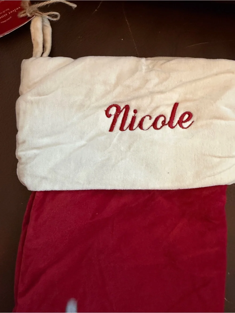 Pottery Barn Classic Red and White Holiday Stocking “Nicole” - Medium